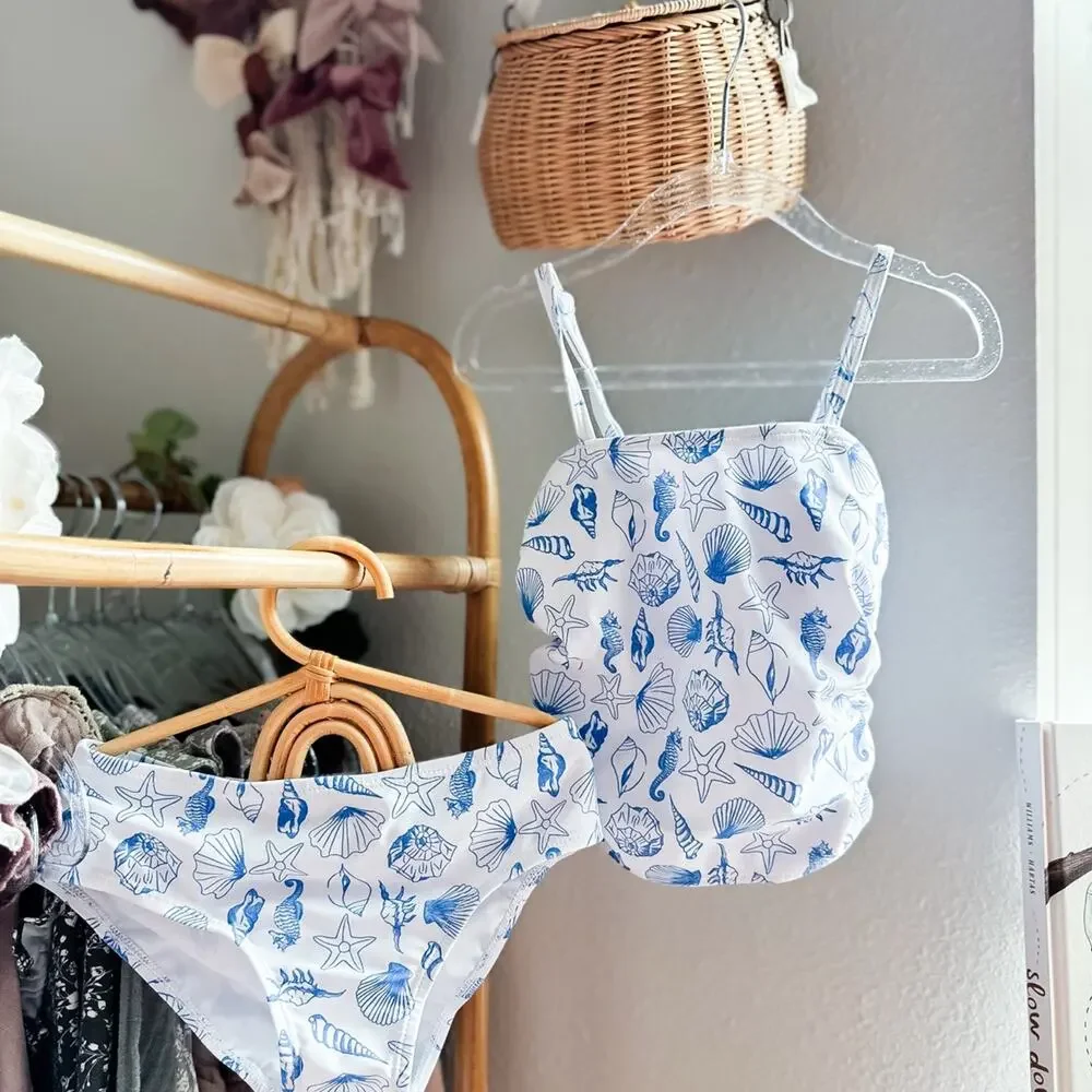 Seaside Wanderings & Seashell Treasures 2pc tankini swimsuit 8yrs